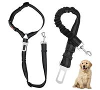 Diompirux 2 pièces Ceinture Chien Voiture, Ensemble de Harnais et Laisse de sécurité de Voiture, Multifonction Tissu Réglable Nylon Ceinture Chien avec Absorption des Chocs, pour Chien et Chat