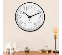 Diompirux 20CM Blanc Moderne Horloge Murale silencieuse sans Tic-tac, Horloge Murale décorative Ronde, Murale Facile à Lire, Design Minimaliste de Noir, pour Chambre, Salon, Cuisine, Bureau…