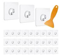 Diompirux 30 Pièces Crochets Adhésifs Transparents, Crochets Transparents sans Couture Solides, Sans Perçage, crochets résistants imperméables, Capacité charge max 10 kg, pour Salle Bain Cuisine Salon