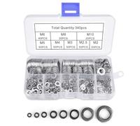 Diompirux 340 Pièces Rondelles Plates inoxydable, 8 Tailles Rondelle inox pour vis boulons filetés, Rondelles Acier Inoxydabl 304 pour L'étanchéité Vis Bagues D'étanchéité(M2,M2.5,M3,M4,M5,M6,M8,M10)