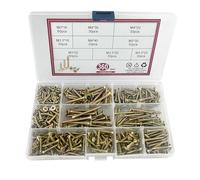 Diompirux 360 Pièces Vis à Bois Autotaraudeuses, Zingué Jaune Extra Fort, Vis Autoperceuses à Empreinte Cruciforme Pozidriv, Vis à Tête Plate Croisée, vis pour panneaux d'aggloméré,M3/M3.5/M4