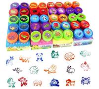 Diompirux 40 pièces Tampons Enfants avec encre intégrée que les enfants pourront utiliser, Animaux Timbres Auto-encreurs pour Enfants, Jeu de tampons Animaux Multicolores, pour Cadeaux d'anniversaire