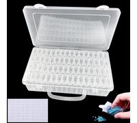 Diompirux 64 Logements Boîtes de Rangement, Diamond Painting Accessoires Boite de Rangement Avec des notes autocollantes, Conteneurs pour DIY Art Craft, pour petites pièces, manucure, perles, bijoux