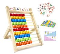 Diompirux Cadre de Comptage avec 100 Baguettes de Comptage, boulier règle à calcul avec 100 Cartes Numériques, Boulier Abaque Enfant Bois, Cadeau Jouet Éducatif pour Les Enfants à Partir de 3 Ans