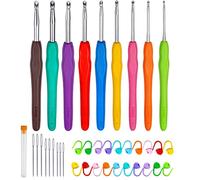 Diompirux Kit de Tricot 9 Pièces - Aiguilles à Crochet Multicolores 2,0-6,0 mm, 20 Marqueurs de Point, Ergonomique pour Débutants et Professionnels