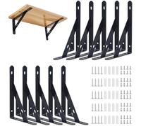 Diompirux Lot de 10 Équerres Étagère de Fixation Murale, 95x150mm Support Etagère Murale Fixation Flottante Support, Tablette Murale à Suspendre avec Vis, pour Bibliothèque Salon Chambre