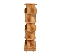 DioPaiB Bibliothèque rotative à 5 Niveaux en Bois Massif sur Pied, Petit Support de Rangement, Organisation de Livres d'images pour Enfants et étudiants, adaptée aux Chambres d'enfants (Couleur Bois)