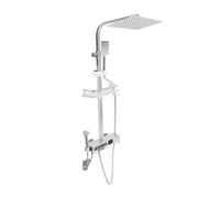 DioPaiB Système de douche à effet pluie avec robinet, douche complète avec douchette, ensemble de douche avec affichage LED et panier de rangement, pommeau de douche 10-100 °C, hauteur réglable 75-110