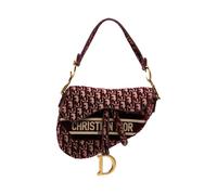 Dior Vintage, Femme, Pre-owned, Rouge, Taille: ONE Size Pre-owned The Oblique Embroidered Velvet Saddle Bag