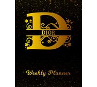 Dior Weekly Planner: 2 Year Personalized Letter D Appointment Book | January 2019 - December 2020 | Black Gold Cover Writing Notebook & Diary | ... | Plan Days, Set Goals & Get Stuff Done