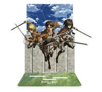 Diorama Acrylique - Attaque sur Titan : Eren, Mikasa & Armin - 20 cm, Blanc