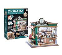 Diorama café - Maquette Café Miniature en Bois avec LED - Diorama DIY 120 Pièces - Kit Construction Décoration Chambre - Dès 10 Ans - 14,5 x 16 x 15,8 cm - BUKI France - 68072