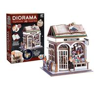 Buki – Diorama Maquette de librairie en bois avec LED, kit 148 pièces, dès 10 ans 14,5×16×18 cm