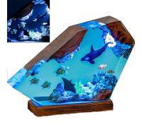 Diorama sur le thème de l'océan, lampe de chevet en résine époxy, lampe en résine sur le thème de l'océan, lampe de nuit pour plongeur, décoration de bureau pour homme (6 * 4in)