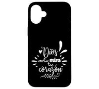 Dios Mira Tu Corazon, Believer Faith God Cross Quotes Coque pour iPhone 16 Plus