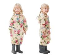 Dioshark Imperméable Bébé Filles Beige Combinaison de Pluie à Capuche Tout-petits Léger Respirant Imperméable Veste et Pantalon de Pluie avec Réfléchissante pour Outdoor Vélo Enfants 1-2 ans, Fleur