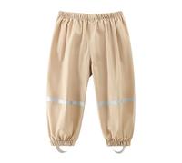 Dioshark Pantalon de Pluie Enfant Imperméable Pantalon de Boue Beige Coupe-Vent Réfléchissant Léger Respirant Non Doublé Séchage Rapide Surpantalon Vélo Randonnée Extérieure pour Filles 3-4 Ans