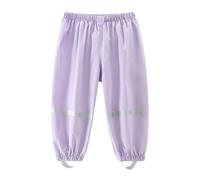 Dioshark Pantalon de Pluie Enfant Imperméable Pantalon de Boue Violet Coupe-Vent Réfléchissant Léger Respirant Non Doublé Séchage Rapide Surpantalon Vélo Randonnée Extérieure pour Filles 3-4 Ans