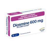 DIOSMINE EG LABO CONSEIL 600 mg pour jambes lourdes et crises hémorroïdaire - Boîte 30 comprimés Comprimé(S) pc(s)