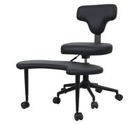 diowewea Chaise de Bureau à Pattes croisées, Chaise croisée Croissante avec Roues, Support arrière, Repose-Pied, Chaise pour la méditation de Yoga, réglable en Hauteur Noir
