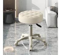 diowewea Tabouret à roulettes Réglable, 360° Pivotant, Simili-Cuir Imperméable - pour Coiffeuse, Bureau, Cuisine (Hauteur 35-53cm) Assemblage Rapide (Beige)