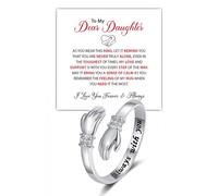 DIOWUS Bague « To My Daughter » pour l'espoir, bague inspirante en acier inoxydable avec message « Always With You » - Bague réglable pour femme - Ne ternit pas - Cadeau pour elle, anniversaire, Noël