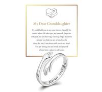 DIOWUS Bague « To My Granddaughter » pour l'espoir, bague inspirante en acier inoxydable gravée avec message « Always With You » - Bague réglable pour femme - Ne ternit pas - Cadeau pour elle