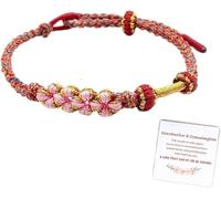 DIOWUS Bracelet tressé à la main réglable avec nœud cerise « To My Granddaughter A Link That Can Never Be Undone » pour femme, cadeau d'anniversaire, 5 UK, Nylon Tissu Nylon, Pas de gemme