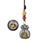 DIOWUS Sac douze zodiaque Dieu de la richesse pour homme et femme, porte-clés Feng Shui chinois fait à la main, rotatif, porte-bonheur, prospérité, fortune, double face, bijou de bénédiction (bœuf)