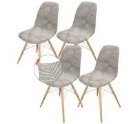Dioxide Housse de Chaise Salle à Manger Universel, Housse de Chaise Scandinave Extensible Couverture de Chaise, Chair Cover Protects Chair(Silver Fox Velvet 4-Piece Set - Grey Champagne)