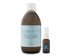 DIOXNATUR® Argent colloïdal 20 ppm 500 ml | 100 % naturel | Colloidal Silver Optimal Concentration | Avec pulvérisateur et verre compteur | Bouteille en verre ambre.