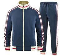 dioxoib Track Suits for Men Set 2 Piece Tracksuits Mens Sweatsuits Sets Jogging Two Piece Outfits Athletic Clothes Jogger Sweat Suits Running Sport leisure Clothing Dark Blue Ai-TZ006-XXL