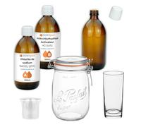 Dioxyde de Chlore - Kit de Production Complet Méthode Bocal - Flacons en Verre de 500 ML - Chlorite de Sodium (NaClO2) 25% et Acide chlorhydrique (HCI) 4% - Idéal pour la Fabrication du CDS