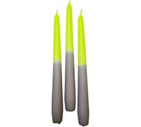 Dip Dye Kerzen Lot De 3 Bougies Multicolores Avec Dégradé De Couleur, Bougies Multicolores Extra Longues, Cadeau Pour Femme, Petite Amie, Cadeau D'anniversaire, Collègue En Jaune Fluo Gris