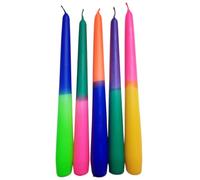 DIP DYE Lot de 5 bougies multicolores avec dégradé de couleur, bougies multicolores en fluo, pastel et multicolore, extra longues, cadeau pour femme, petite amie, cadeau d'anniversaire, collègue
