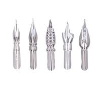 Dip Pen Nibs Flexible Comic Dip Stylo de Remplacement Nib pour Lettrage à la Main Écriture Scrapbook Journal Calligraphie Oblique Stylo Nibs Métal 5 Pièces avec Boîte De Rangement