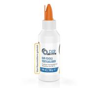 DIP-Tools Adhésif textile lavable en machine 100 ml pour tissu polyester, jean, super adhésif, extra solide, transparent et imperméable, sans résidu, sans odeur sans solvant
