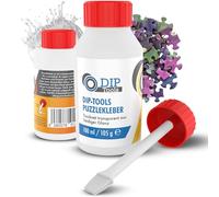 DIP-Tools Colle de puzzle 100 ml avec pinceau transparent à séchage rapide pour fixer et coller des puzzles, tenue durable et brillance, à placer ou accrocher au mur