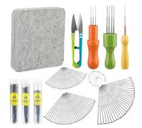 dipeer Kit de feutrage à l'aiguille, 126 pièces, kit d'outils de feutrage en laine, aiguilles de feutrage de 3 tailles et 3 modèles de poignées en bois avec tampon de feutrage à l'aiguille de 15,2 x