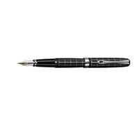 DIPLOMAT - D40101015 - Excellence A+ - Stylo Plume Or 14k - Medium - Rhomb Guilloché Noir Mat Chrome - Résistant et Élégant - Garantie 5 Ans