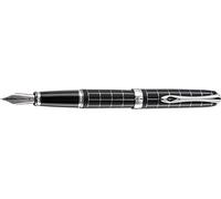 DIPLOMAT - D40101023 - Excellence A+ - Stylo Plume Acier - Fine - Rhomb Guilloché Noir Mat Chrome - Résistant et Élégant - Garantie 5 Ans