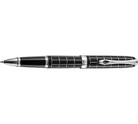 DIPLOMAT - D40101030 - Excellence Stylo Roller - Rhomb Guilloché Noir Mat Chrome - Résistant et Élégant - Garantie 5 Ans