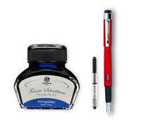 Diplomat Magnum Burned Red set de stylos à plume, stylo à plume en set avec encre d'écriture et convertisseur, set d'écriture