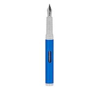 DIPLOMAT NEXUS Stylo-plume en acier inoxydable avec verre d'encre bleu et plumes : F/fait à la main, avec boîte cadeau, 1 pièce, 1 pièce