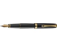 DIPLOMAT - Stylo Plume Acier Excellence A2 - Noir Laqué Doré - Taille Fine - Résistant llure Moderne - Savoir Faire Traditionnel - Garantie 5 Ans - D40203023