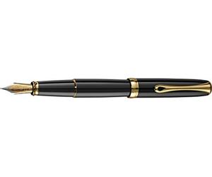DIPLOMAT - Stylo Plume Acier Excellence A2 - Noir Laqué Doré - Taille Medium - Résistant llure Moderne - Savoir Faire Traditionnel - Garantie 5 Ans - D40203025