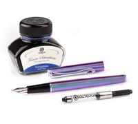 Diplomat Traveller Funky Petrol Ensemble stylo plume en métal avec encre et convertisseur