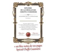 Diplôme de la Meilleure Cheffe Cuisinière: Bloc-Notes Spécial pour la Cuisinière - Idée cadeau