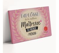 Diplôme personnalisé Meilleure Maîtresse du Monde Cadeau personnalisé pour Maîtresse d’école Professeur des Écoles avec ou sans Cadre Affiche Toile Plexiglas Idée cadeau fin d’année anniversaire Noël