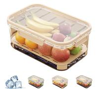 Dipo Fruit Container, Outdoor Ice Preservation Box, with Ice Pack & Handle Drain Divider, Reusable Portable Snack Fruit Container for Picnic, Kitchen, Camping (Yellow)